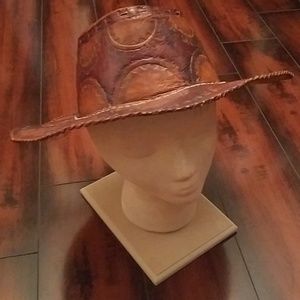 VTG Navajo hand made Genuine leather hat